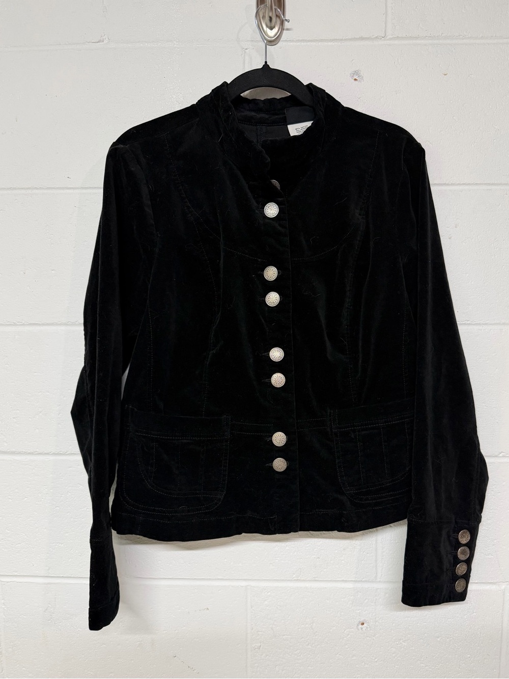 torrid Black Velvet Button-Front Blazer with Silver Buttons
